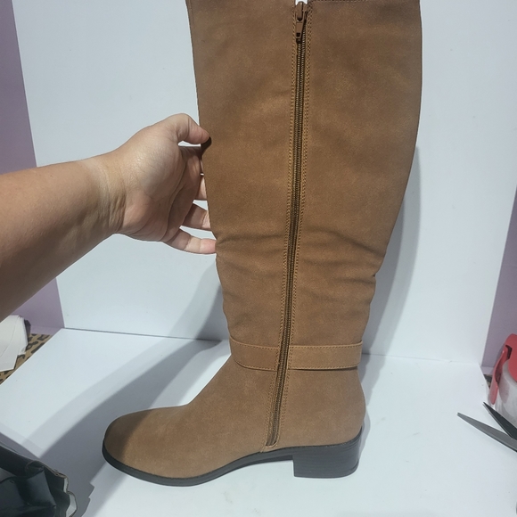Nautica Minetta Faux Suede Tall Knee High Boots Tan - Picture 5 of 5